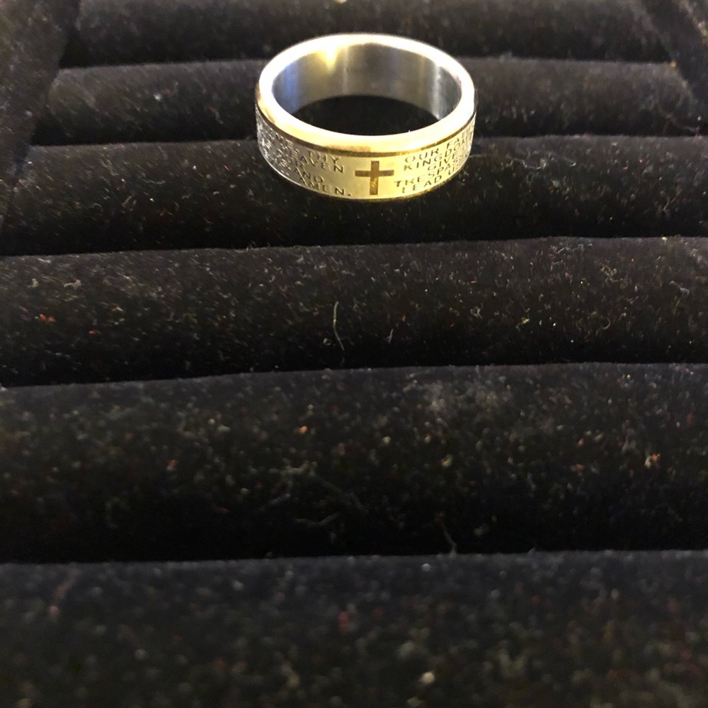 Silver Cross Engraved Ring